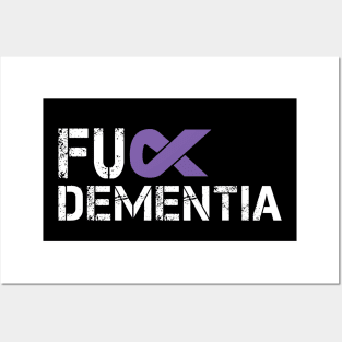 Fuck Dementia Awareness Gift Purple Ribbon Support Warrior Posters and Art